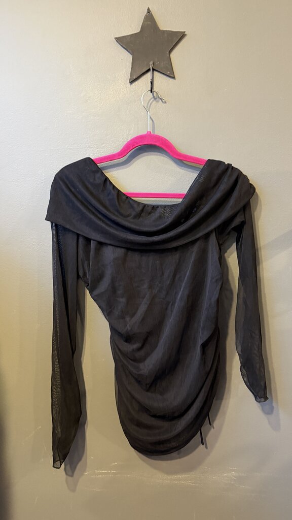 Mesh Off the Shoulder Ruched Top