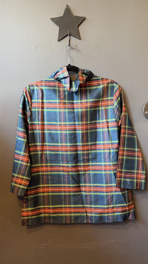 Ruffle Silk Plaid Blouse