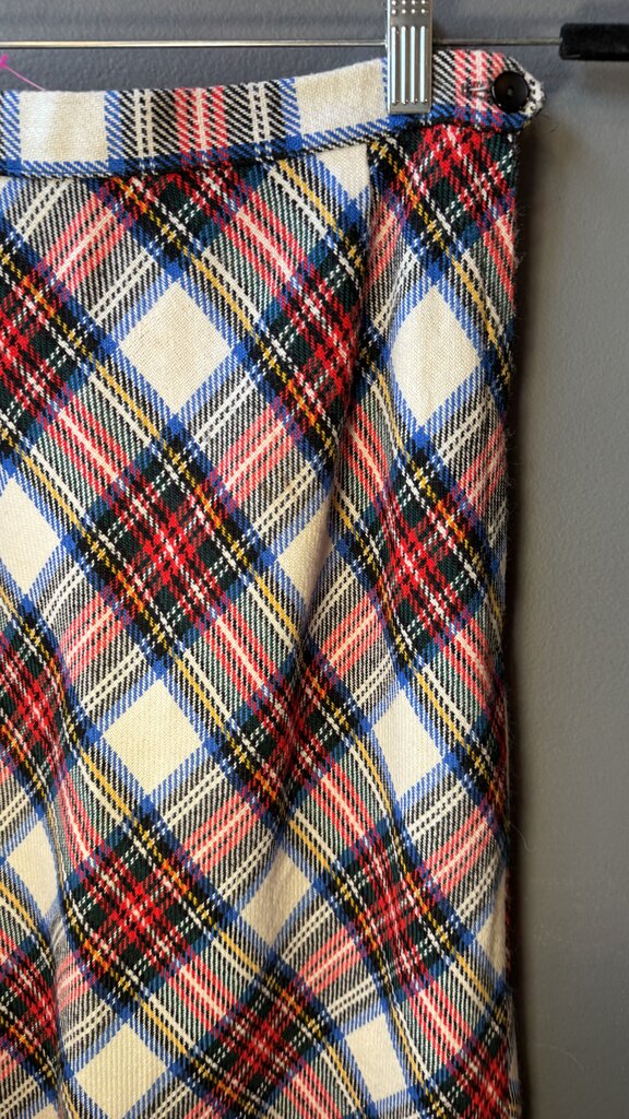 Vintage Tartan Wool Midi Skirt