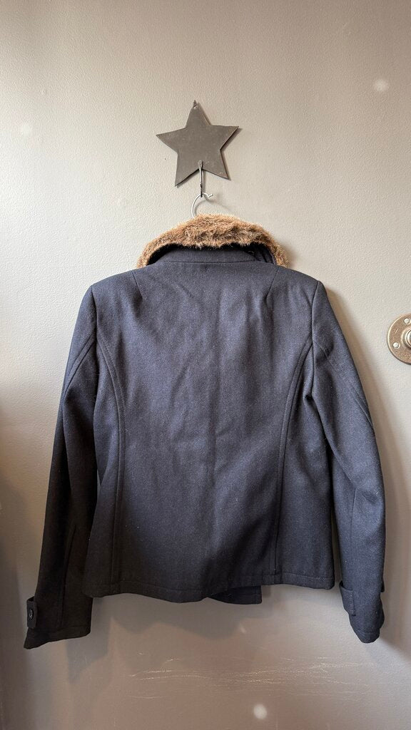 Faux Fur Collar Wool Blend Coat