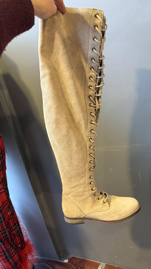 Suede Over the Knee Lace Up Boots