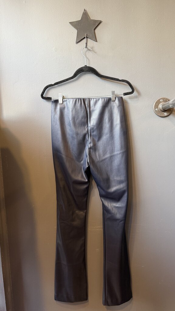 Split Hem Faux Leather Pants