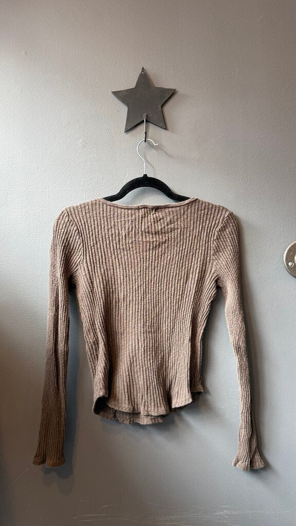 Waffle Ruched Vneck Top