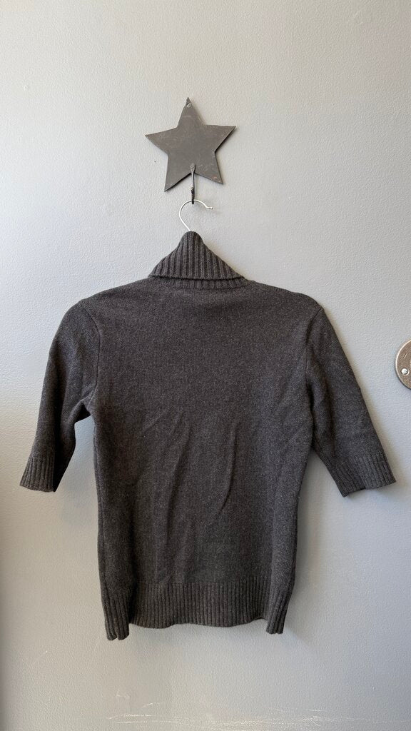 Wool Cashmere Short Sleeve Turtleneck Sweater