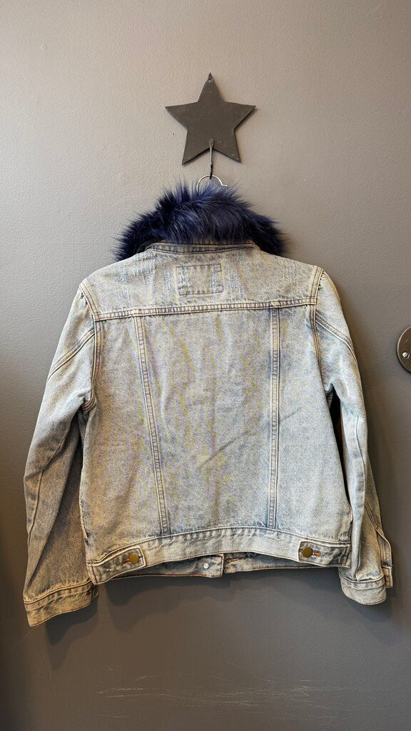 Faux Fur Collar Denim Jacket