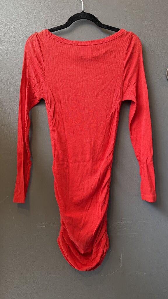 Ribbed Ruched Longsleeve Tshirt Dress