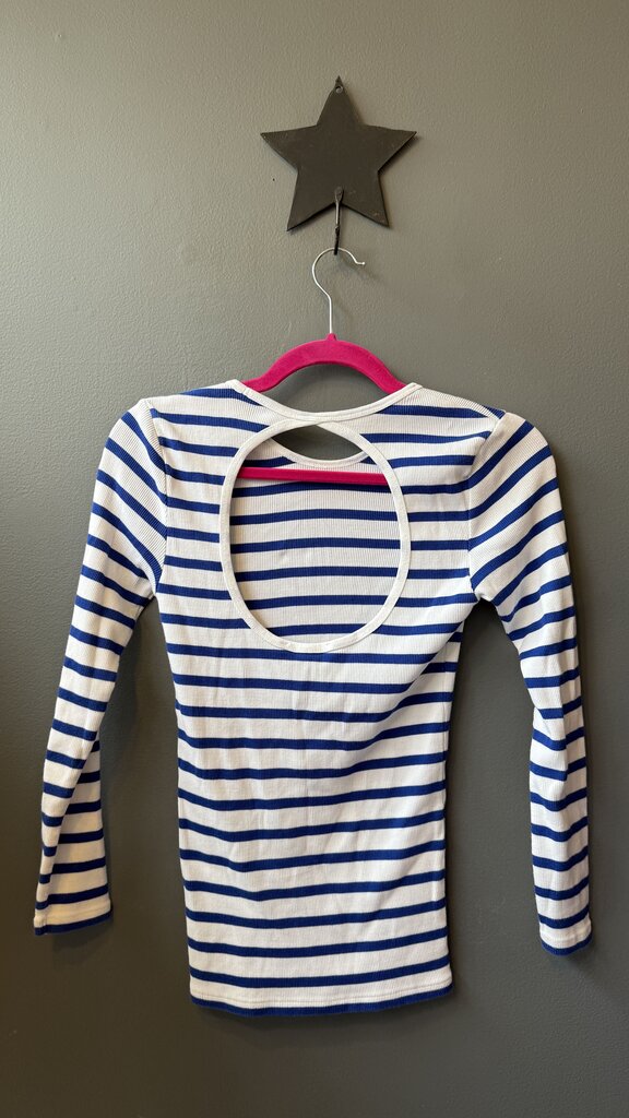 Ribbed Stripe Keyhole TShirt