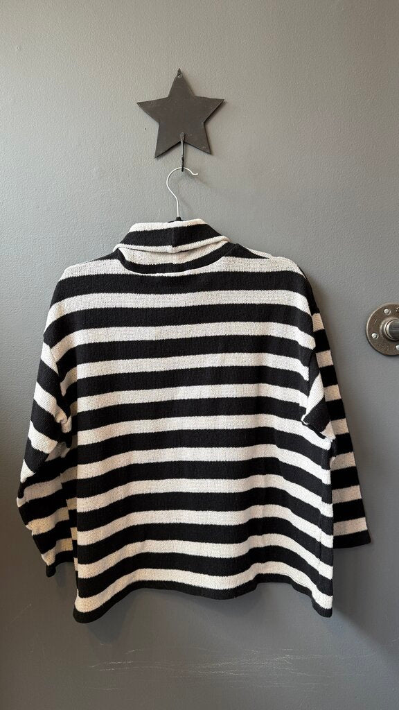 Stripe Boxy Turtleneck Sweater