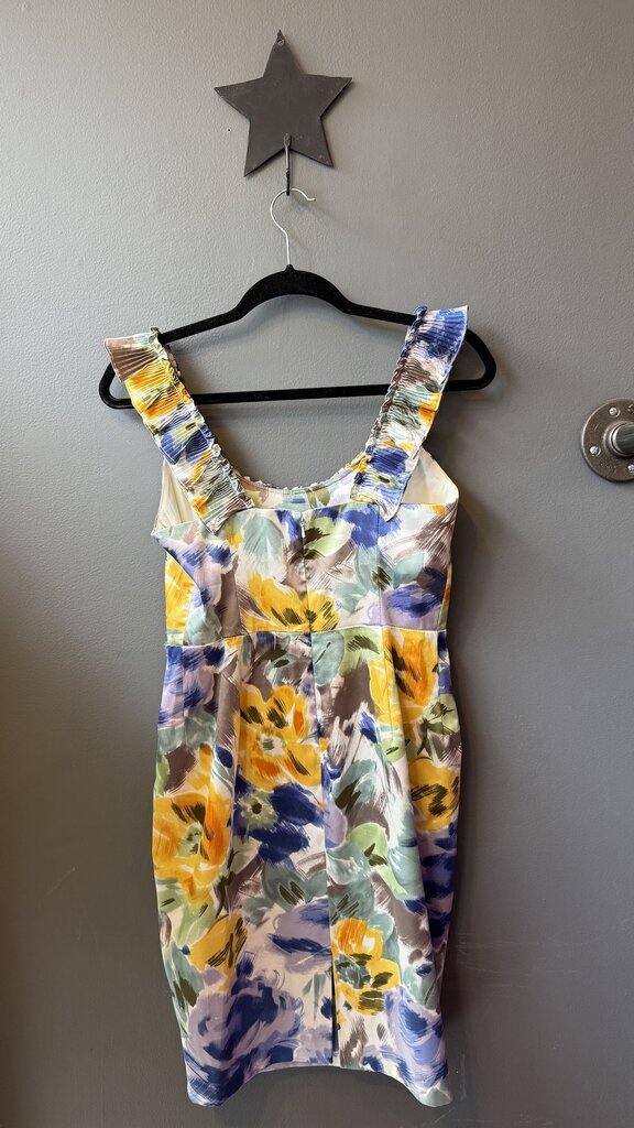 Petite Floral Ruffle Strap Satin Dress