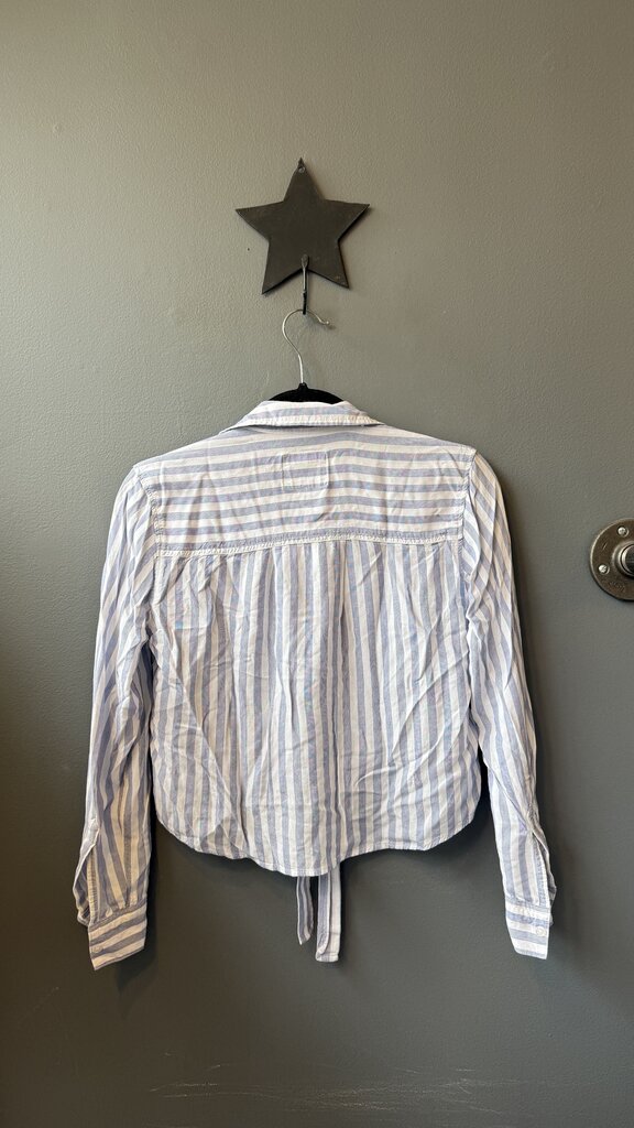 Stripe Waist Tie Button Up Shirt