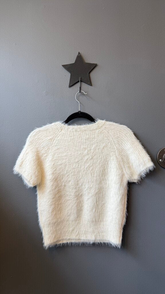 Rhinestone Eyelash Short Sleeve Sweater