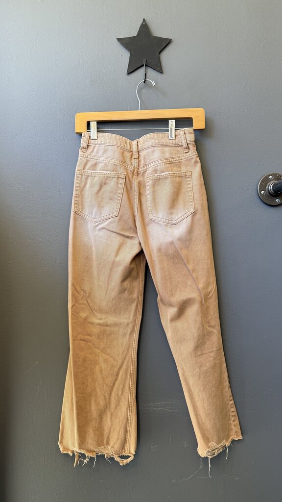 Wide Leg Distressed Ankle Jeans