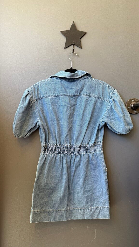 Zip Up Denim Mini Dress