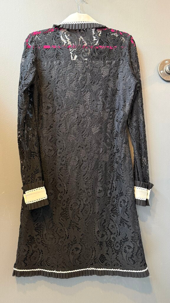 Lace Button Placket Shift Dress
