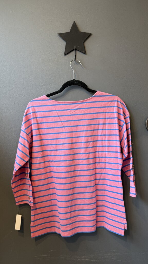 Button Sleeve Stripe TShirt