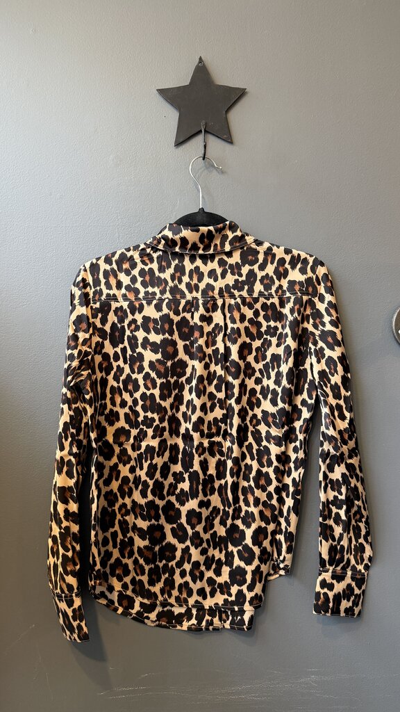 Satin Leopard Button Up Blouse
