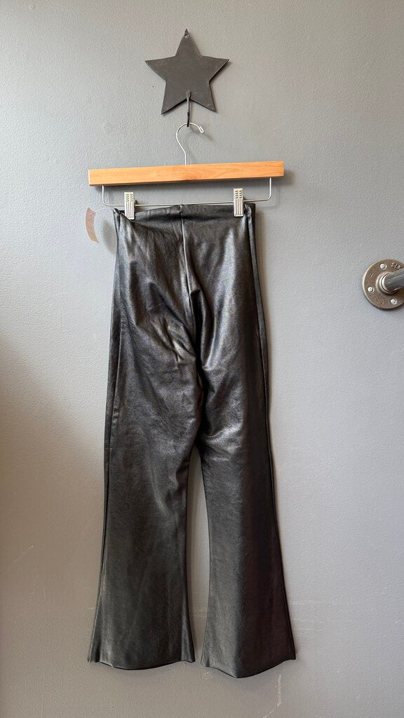 Kick Crop Faux Leather Pull On Pants