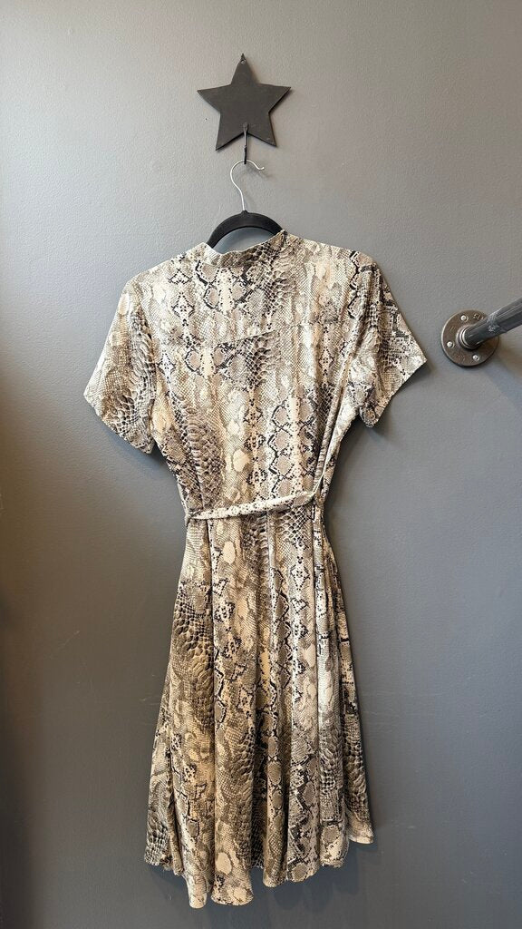 Snake Print Belted Shirtdress