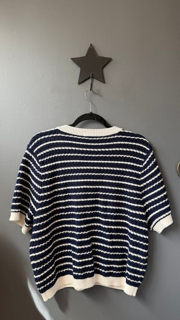 Woven Short Sleeve Cardigan Sweater