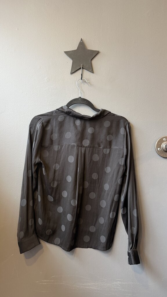 Polka Dot Satin Button Up Blouse