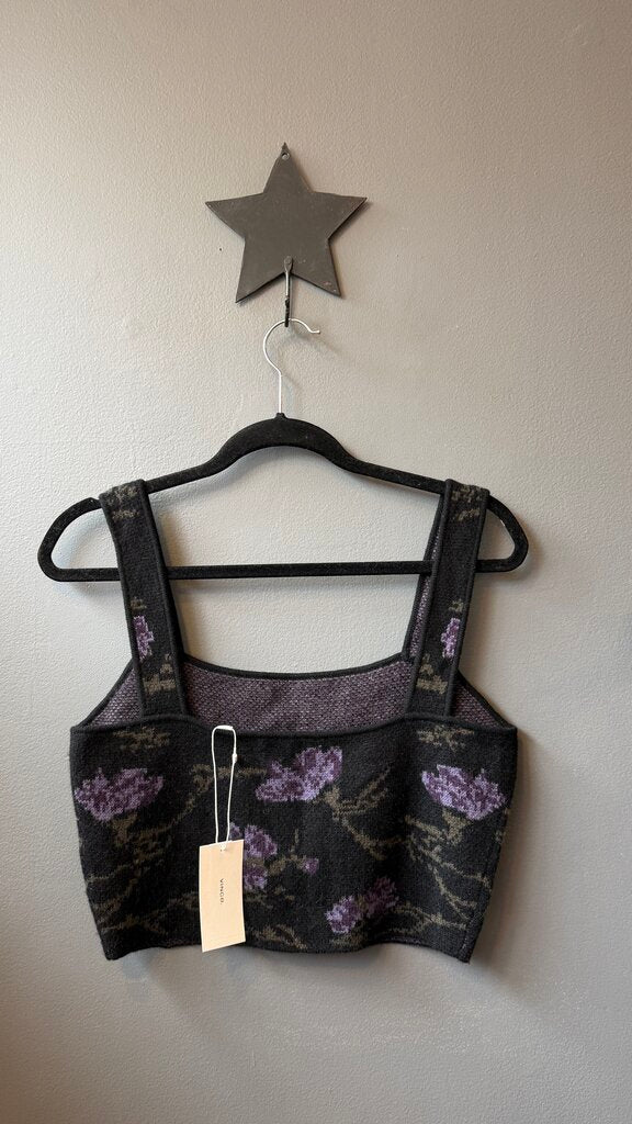 Wool Cashmere Floral Crop Top