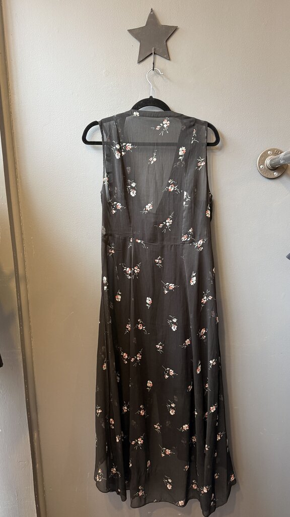 Sheer Floral Overlay Midi Dress