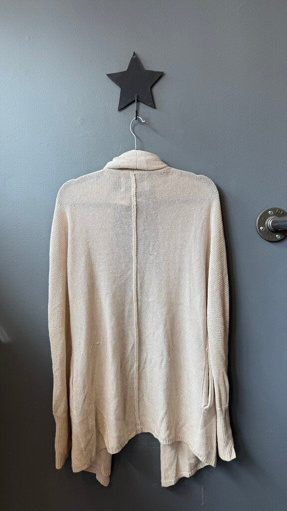 Linen Blend Zipper Cuff Cardigan Sweater