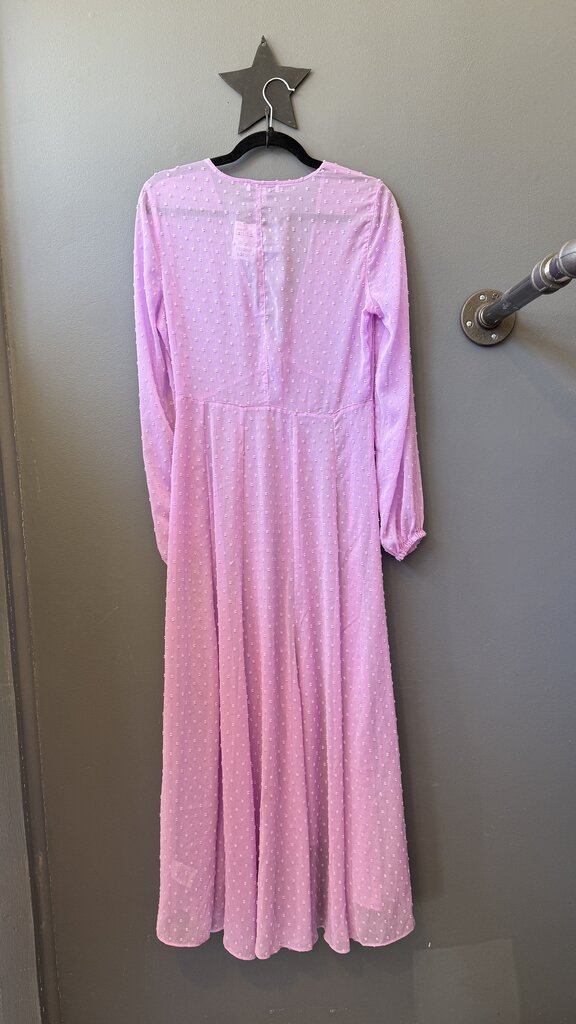 Swiss Dot Button Front Sheer Maxi Dress
