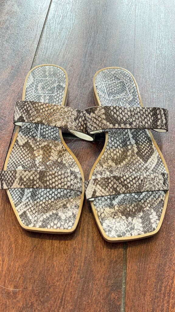 Square Toe Python Print Slide Sandals