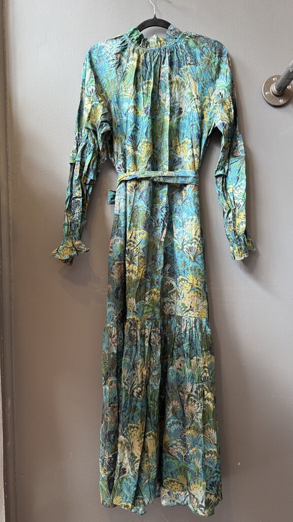 Marble Print Belted Maxi Dress