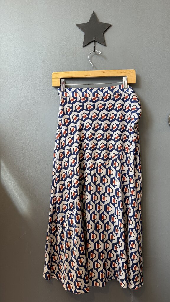 Asymmetrical Pleat Geometric Midi Skirt