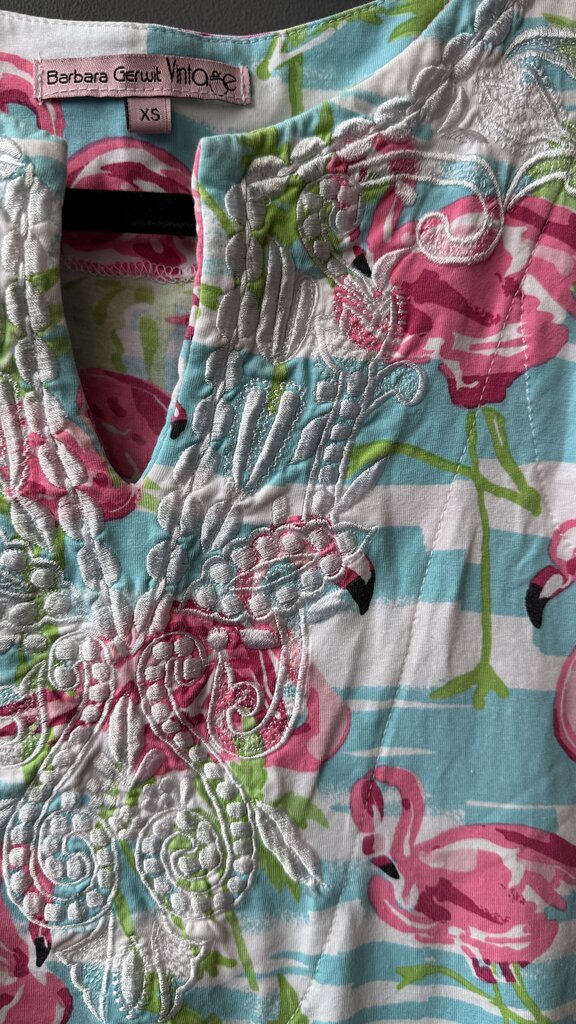 Flamingo Notch Neck Shift Dress