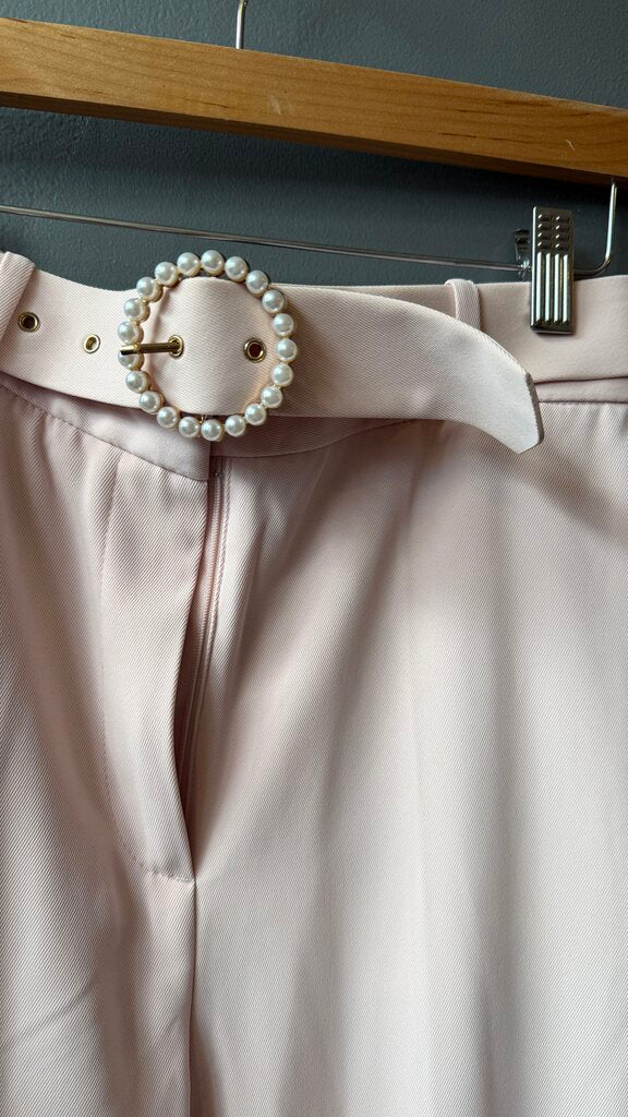 Pearl Belt Buckle Wide Leg Pants