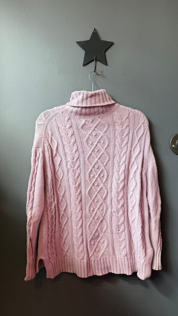 Wool Blend Cableknit Turtleneck Sweater