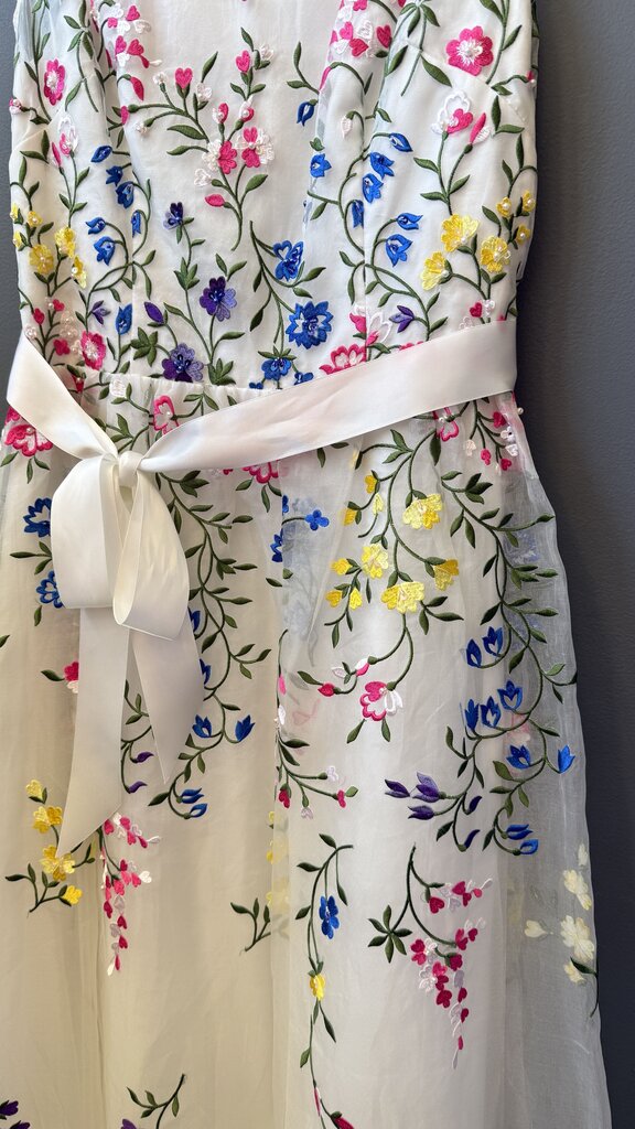 Floral Embroidered Tea Length Dress