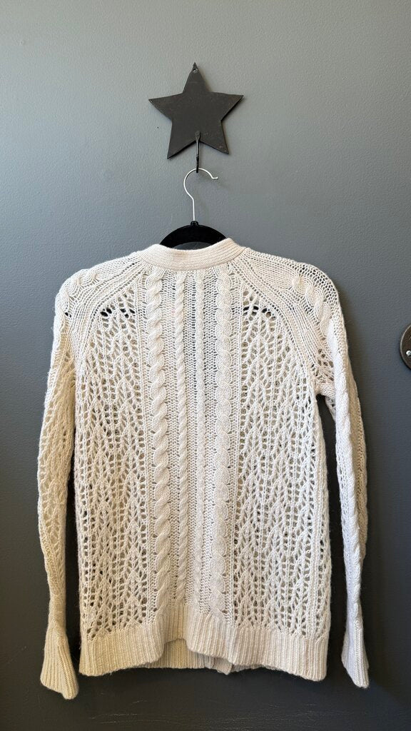 Cashmere Alpaca Wool Cableknit Cardigan Sweater