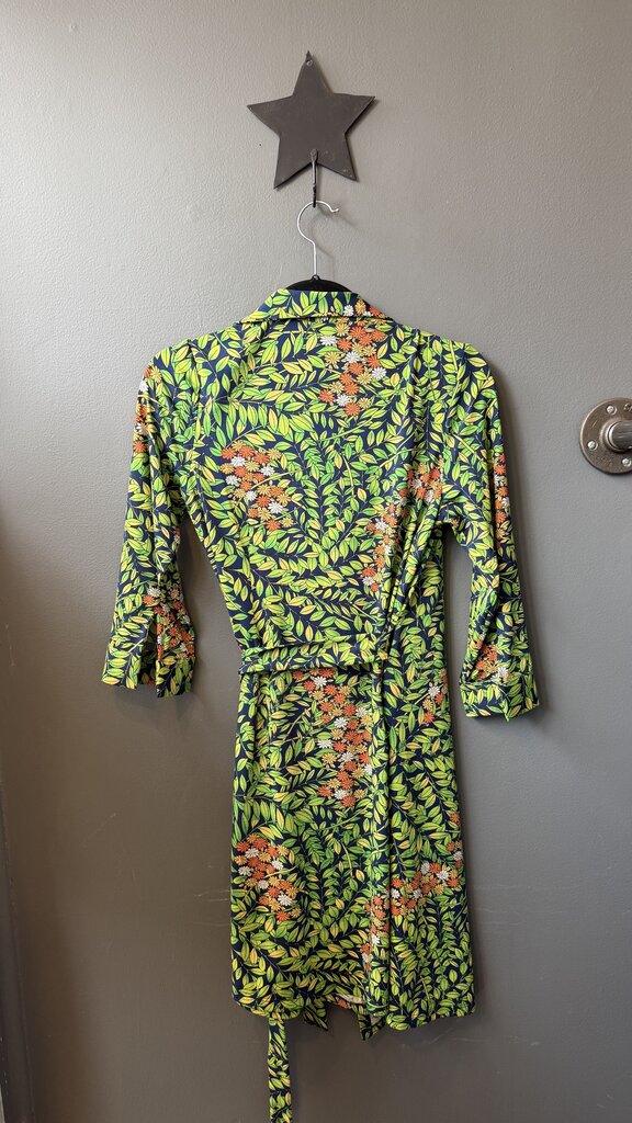 Leaf Print Wrap Dress