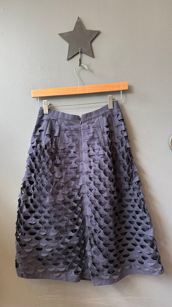 Cutout Eyelet Fill Midi Skirt