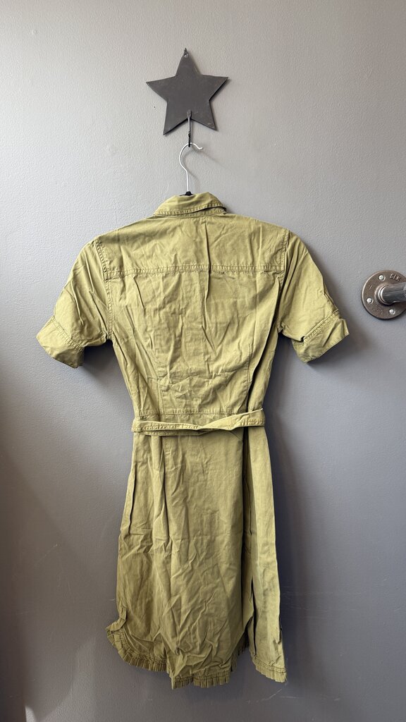 Pleat Ruffle Pocket Shirtdress