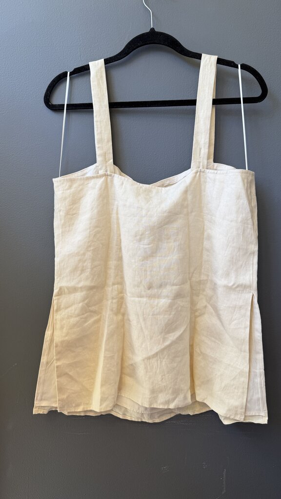 Side Slit Adjustable Strap Linen Top