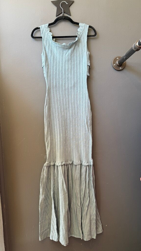 Ruched Ribbed Mermaid Maxi Sheath Dress