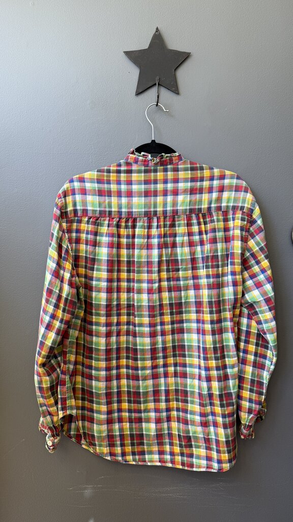 Vintage Cotton Ruffle Neck Button Up Shirt
