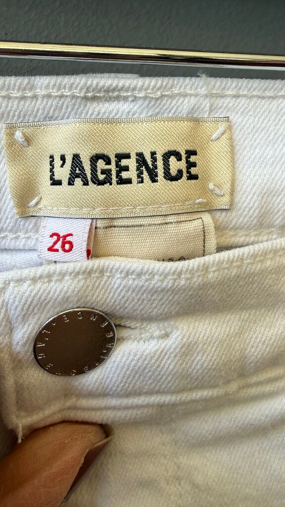 Silm Raw Hem White Jeans