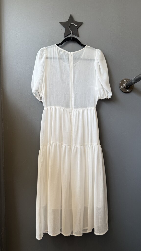 Sheer Puff Sleeve Midi Dress