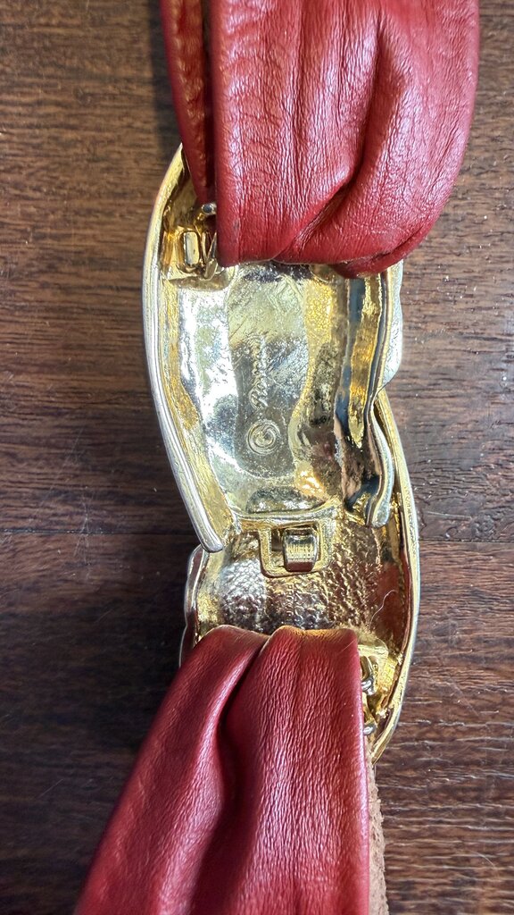 Vintage Gold Buckle Leather Belt
