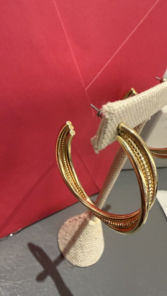 Gold Tone Braided Open Hoop Earrings