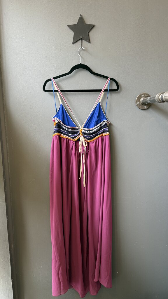 Crochet Bust Strappy Tie Maxi Dress