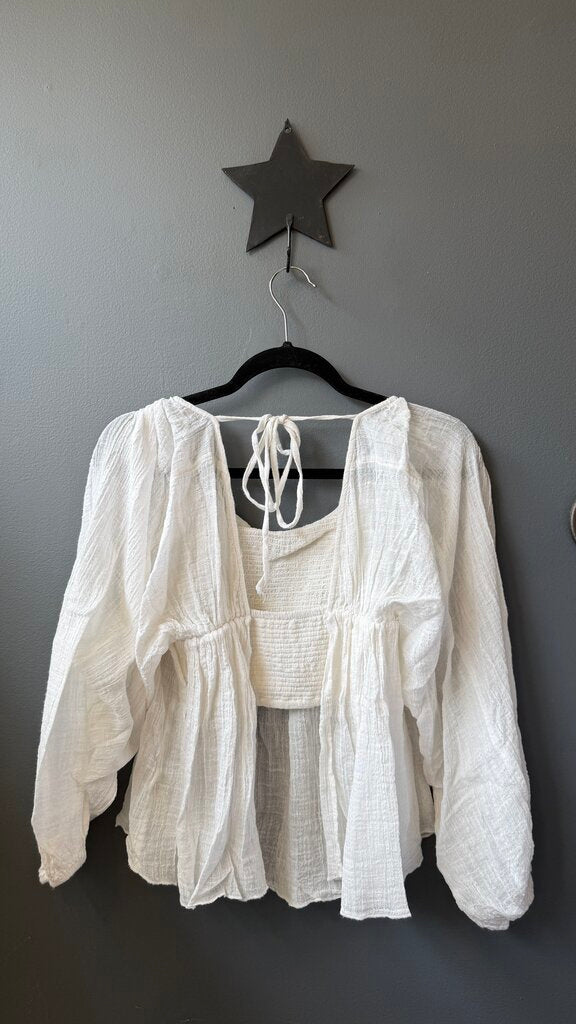 Gauze Cutout Back Blouse