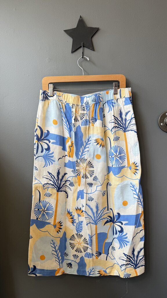 Linen Printed Wrap Maxi Skirt