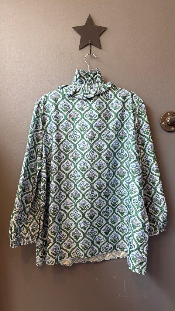 Ruffle Neck Floral Blouse